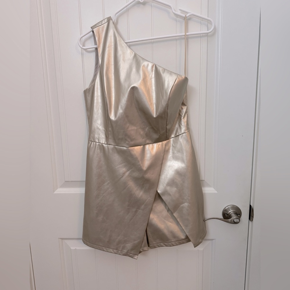 Gold One-Shoulder Dress